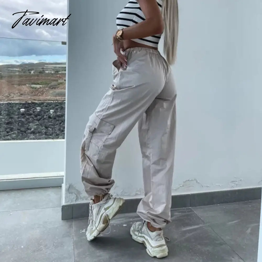 vzyzvSpring Streetwear Fashion Cool Cargo Pants Vintage Loose Pocket Female Trousers Women's Pants Y2k Hip Hop Wide Leg Joggers Baggy