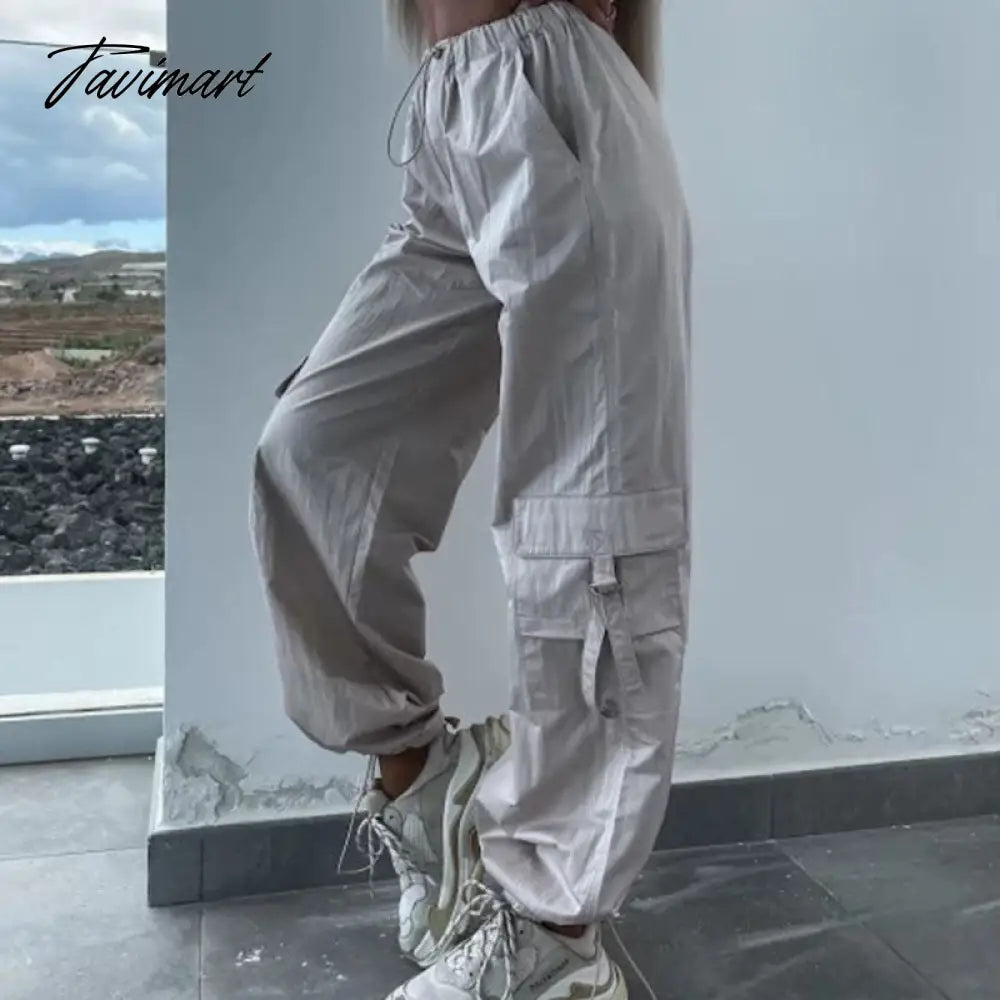 vzyzvSpring Streetwear Fashion Cool Cargo Pants Vintage Loose Pocket Female Trousers Women's Pants Y2k Hip Hop Wide Leg Joggers Baggy