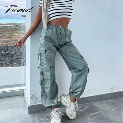 vzyzvSpring Streetwear Fashion Cool Cargo Pants Vintage Loose Pocket Female Trousers Women's Pants Y2k Hip Hop Wide Leg Joggers Baggy