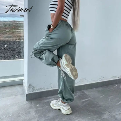 vzyzvSpring Streetwear Fashion Cool Cargo Pants Vintage Loose Pocket Female Trousers Women's Pants Y2k Hip Hop Wide Leg Joggers Baggy