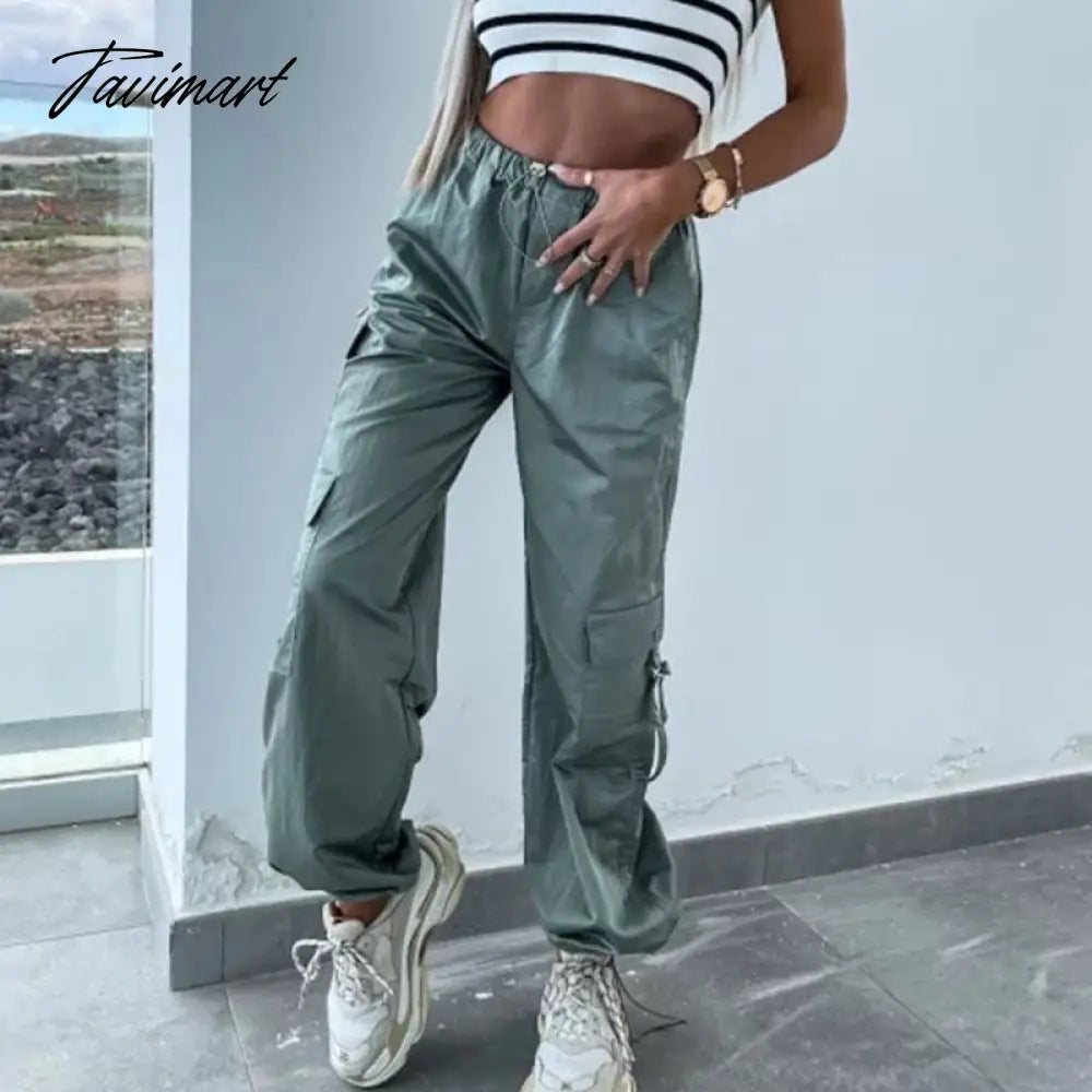 vzyzvSpring Streetwear Fashion Cool Cargo Pants Vintage Loose Pocket Female Trousers Women's Pants Y2k Hip Hop Wide Leg Joggers Baggy