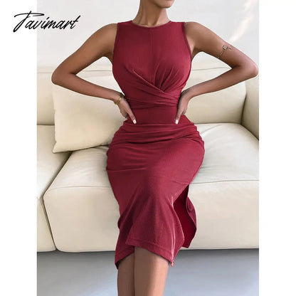 vzyzvSpring Summe Luxury Ladies Knitted Slit Sexy Light Dress Waist Collection Slimming Dress Lady Elegant Party Dress Women