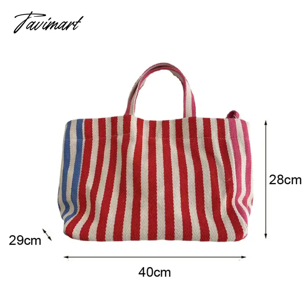 vzyzvSpring Summer Square Shoulder Bag Canvas Messenger Bags  Color Contrast Stripe Handbag Leisure Totes