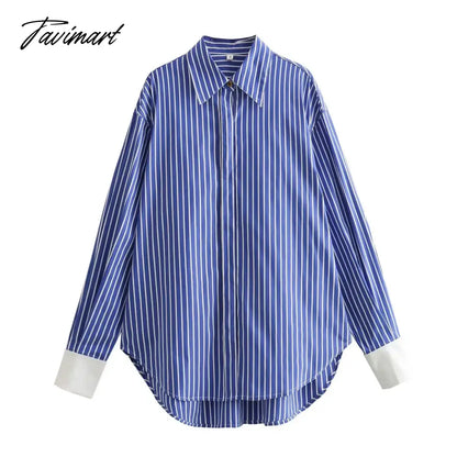 vzyzv -  Spring Summer Striped Blouses 2024 New Simple Long Sleeve Lapel Collar Patchwork Blouse Ladies Casual Fashion Shirts For Women