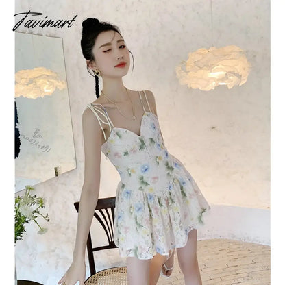 vzyzvSpring Women' Clothing Dress Self-cultivation Tea Break French Style Lace Sexy Sweet Spicy Girl Lace Sling Feminine Dress