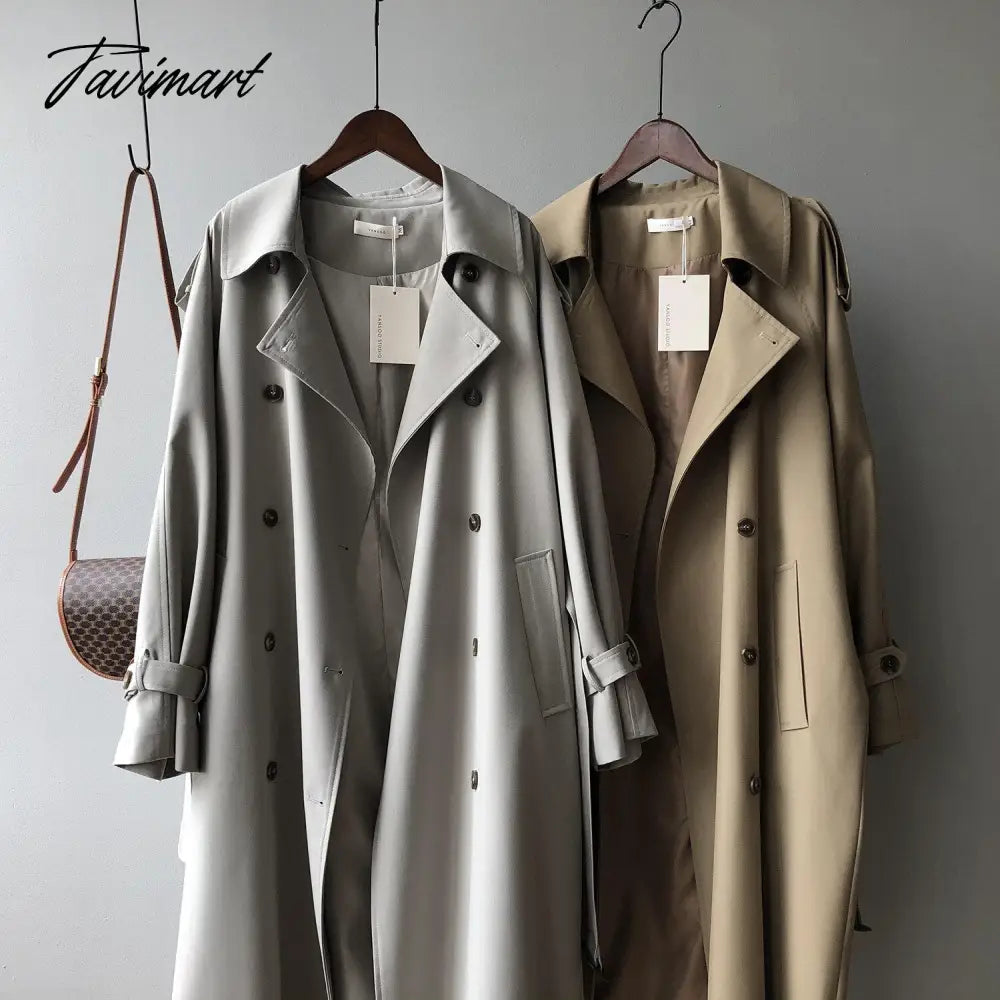 vzyzvSpring Women Long Trench Coat Oversize Style Turn Down Collar  Long Trench Femme Casaco Abrigo Streetwear