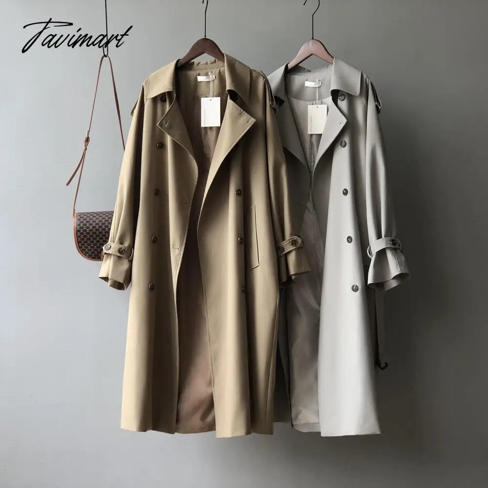 vzyzvSpring Women Long Trench Coat Oversize Style Turn Down Collar  Long Trench Femme Casaco Abrigo Streetwear