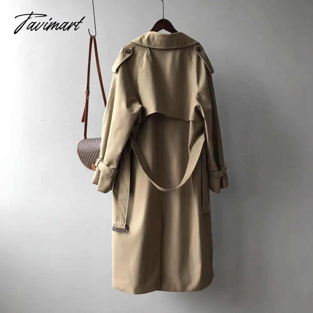 vzyzvSpring Women Long Trench Coat Oversize Style Turn Down Collar  Long Trench Femme Casaco Abrigo Streetwear