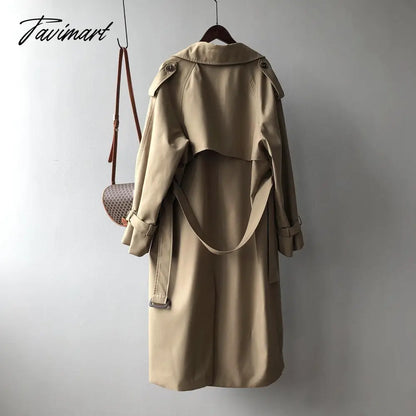 vzyzvSpring Women Long Trench Coat Oversize Style Turn Down Collar  Long Trench Femme Casaco Abrigo Streetwear