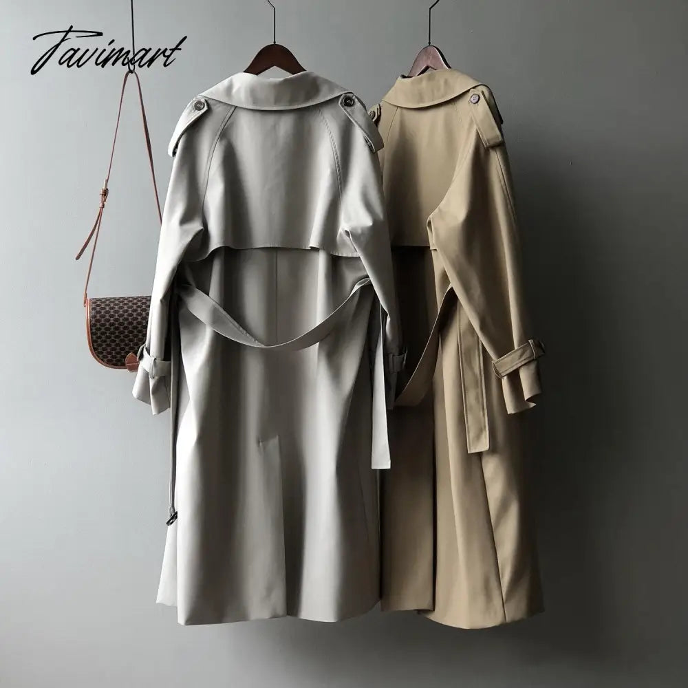 vzyzvSpring Women Long Trench Coat Oversize Style Turn Down Collar  Long Trench Femme Casaco Abrigo Streetwear