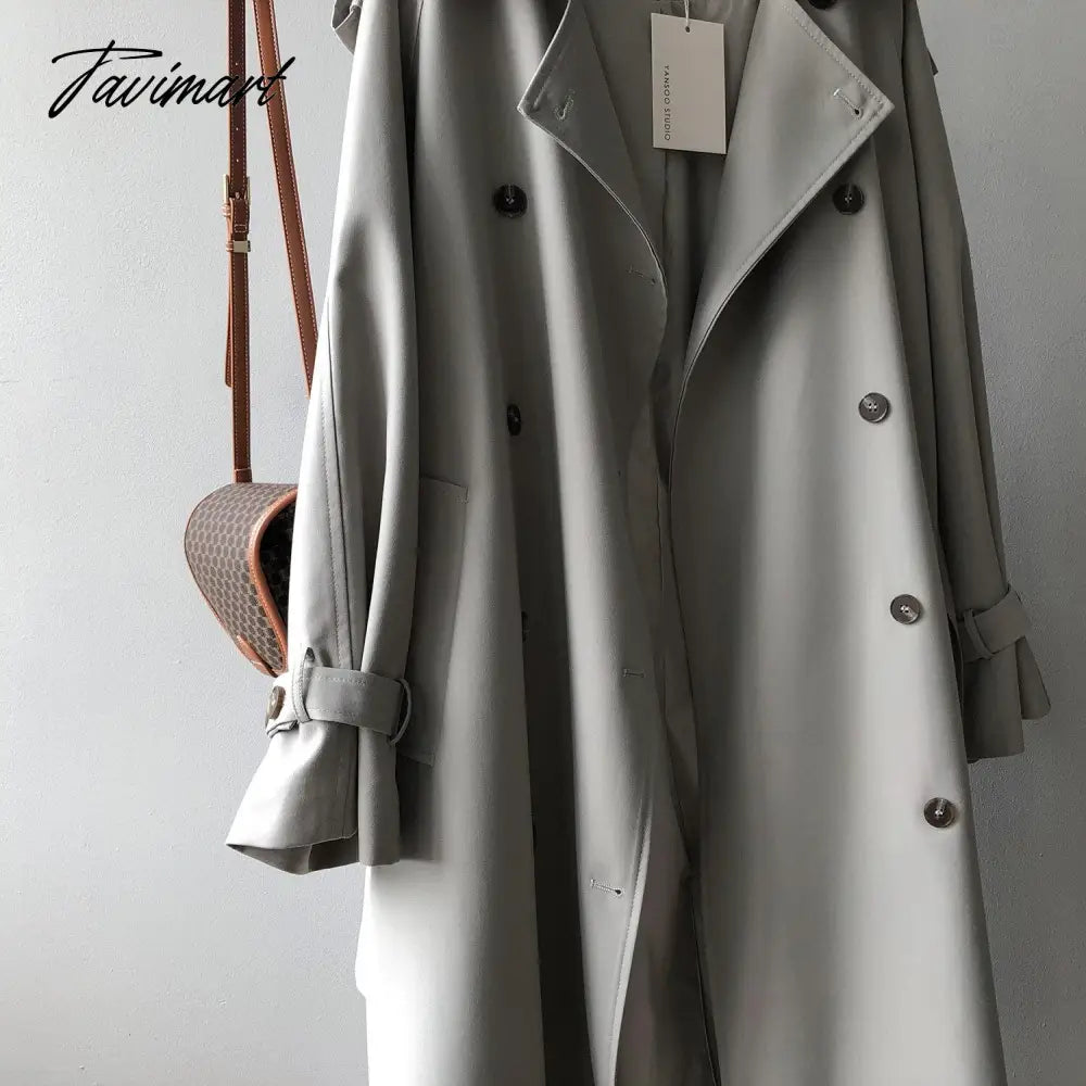 vzyzvSpring Women Long Trench Coat Oversize Style Turn Down Collar  Long Trench Femme Casaco Abrigo Streetwear