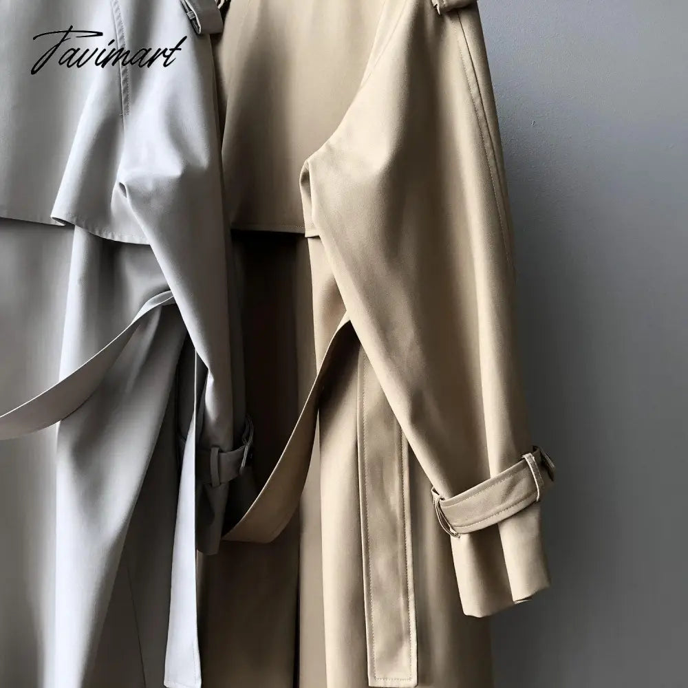 vzyzvSpring Women Long Trench Coat Oversize Style Turn Down Collar  Long Trench Femme Casaco Abrigo Streetwear