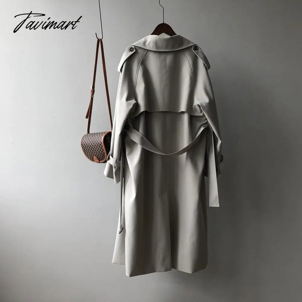 vzyzvSpring Women Long Trench Coat Oversize Style Turn Down Collar  Long Trench Femme Casaco Abrigo Streetwear