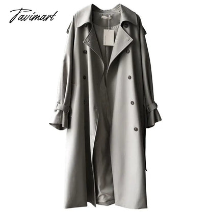 vzyzvSpring Women Long Trench Coat Oversize Style Turn Down Collar  Long Trench Femme Casaco Abrigo Streetwear