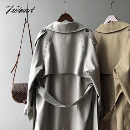 vzyzvSpring Women Long Trench Coat Oversize Style Turn Down Collar  Long Trench Femme Casaco Abrigo Streetwear