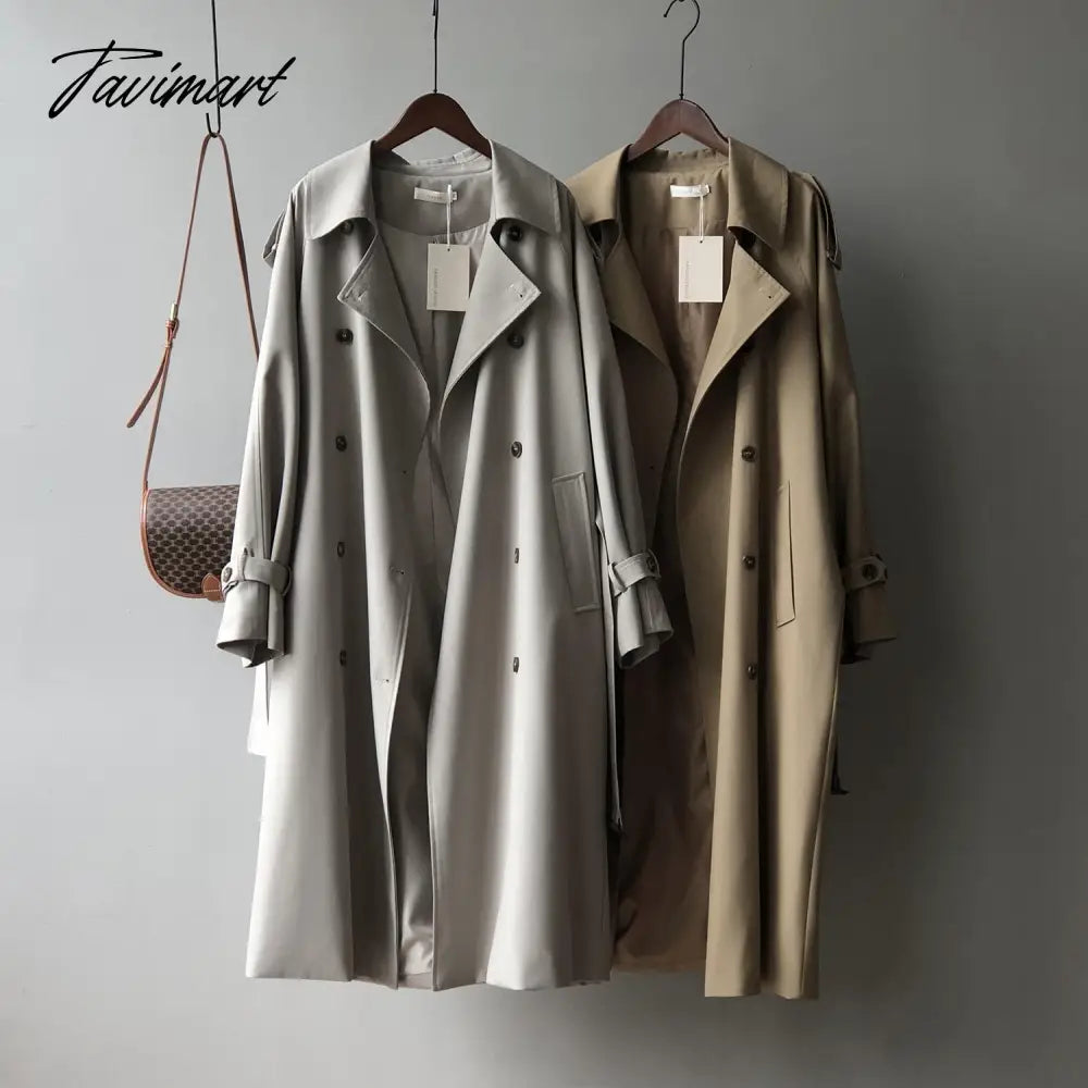 vzyzvSpring Women Long Trench Coat Oversize Style Turn Down Collar  Long Trench Femme Casaco Abrigo Streetwear