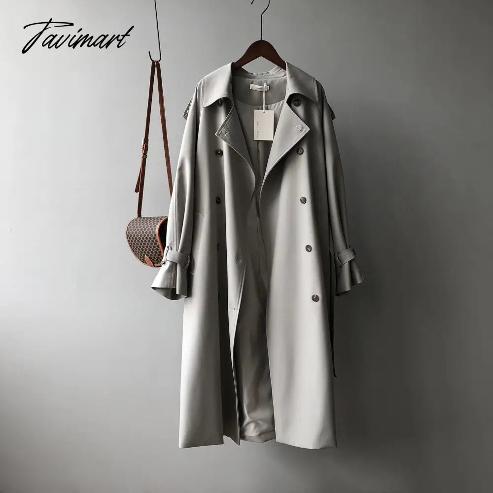 vzyzvSpring Women Long Trench Coat Oversize Style Turn Down Collar  Long Trench Femme Casaco Abrigo Streetwear