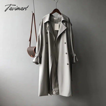 vzyzvSpring Women Long Trench Coat Oversize Style Turn Down Collar  Long Trench Femme Casaco Abrigo Streetwear