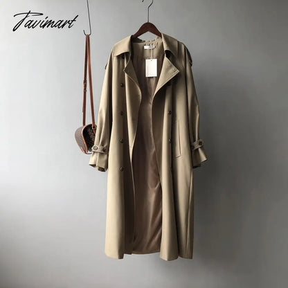 vzyzvSpring Women Long Trench Coat Oversize Style Turn Down Collar  Long Trench Femme Casaco Abrigo Streetwear