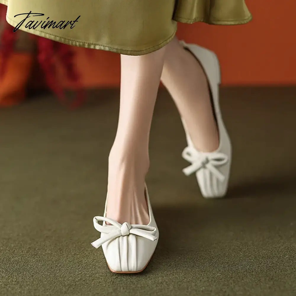 vzyzv -  Spring Women Pumps Sheepskin High Heels Pointed Toe Chunky Heel Shoes for Women Sweet Butterfly Cute Shoes Handmade Shoes