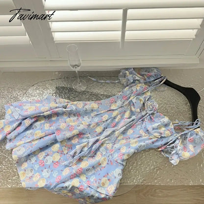 vzyzv  -  Summer Floral Y2k Mini Dress Holiday Beach Irregular Chiffon Dress Casual Korean Fashion Short Party Dress Elegant Clothing