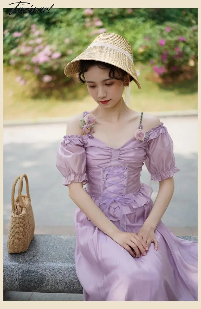 vzyzv Summer Lace Flower Cute Dress Women Designer Draped Slim Sexy Midi Dress Female Bandage Strappy Retro Elegant Holiday Dress