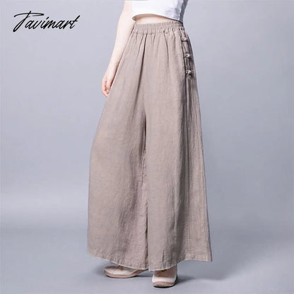 vzyzv Summer New Women's Wide-leg Pants Casual Retro Cotton and Linen Thin High-waisted Wide-leg Pants Slim Loose Trousers