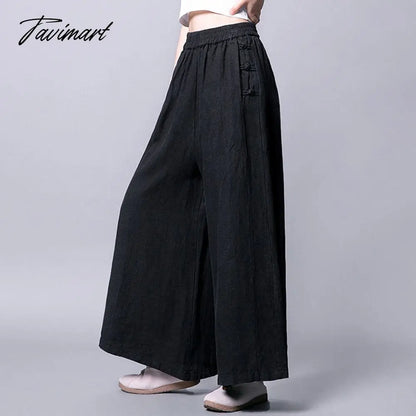 vzyzv Summer New Women's Wide-leg Pants Casual Retro Cotton and Linen Thin High-waisted Wide-leg Pants Slim Loose Trousers