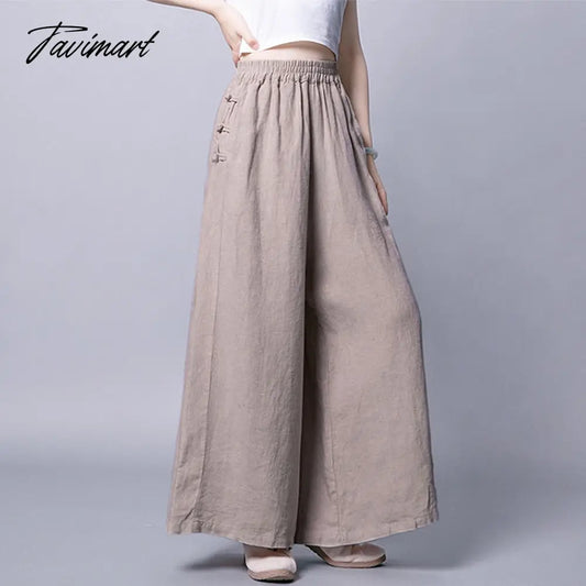 vzyzv Summer New Women's Wide-leg Pants Casual Retro Cotton and Linen Thin High-waisted Wide-leg Pants Slim Loose Trousers