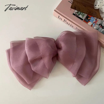 Tavimart Sweet Bow Hairclips Japanese Organza Bow Barrette Korean Princess Hairclip