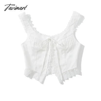 Tavimart White lace crop tops women Summer y2k clothes white lace tank top for women cute tops elegant corset top lace korean streetwear