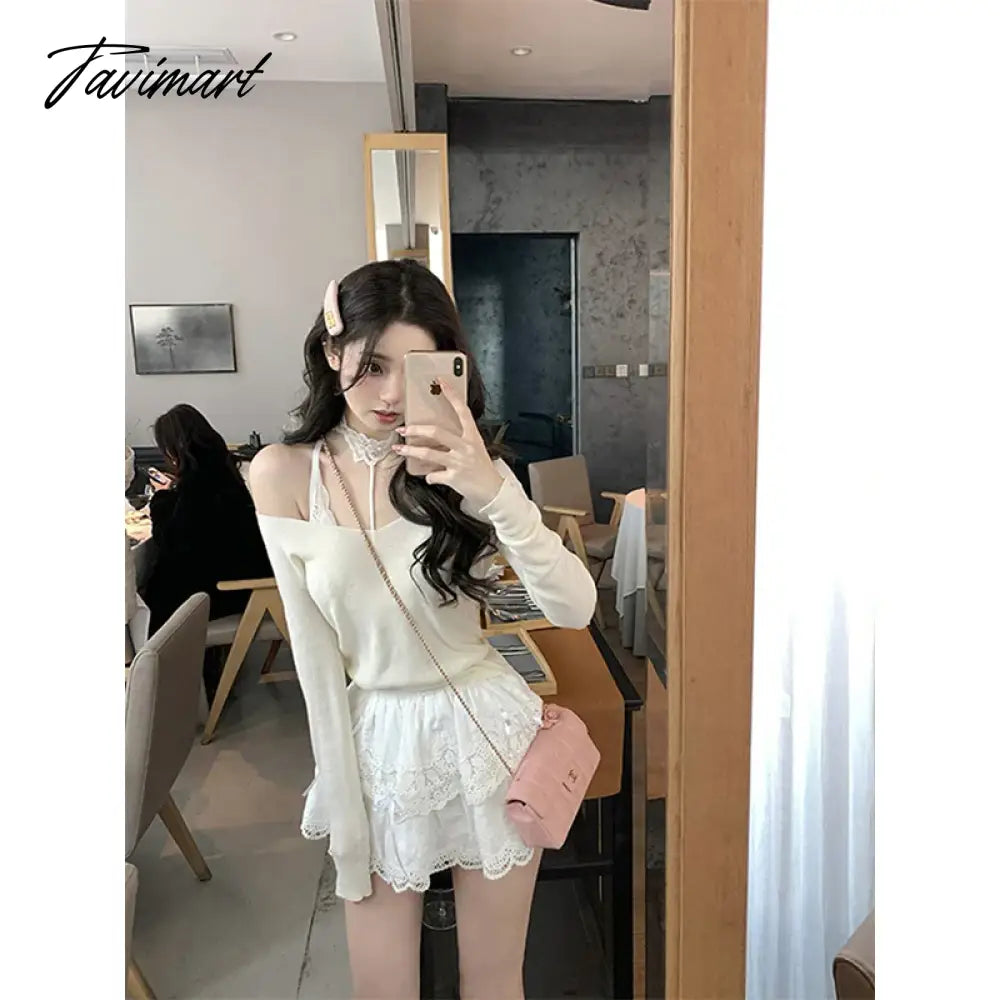 vzyzv  -  White Mini Skirts Women Lace Patchwork Sweet A-line High Street Bow Korean Fashion Y2k Skirt Harajuku All-match Streetwear Ins