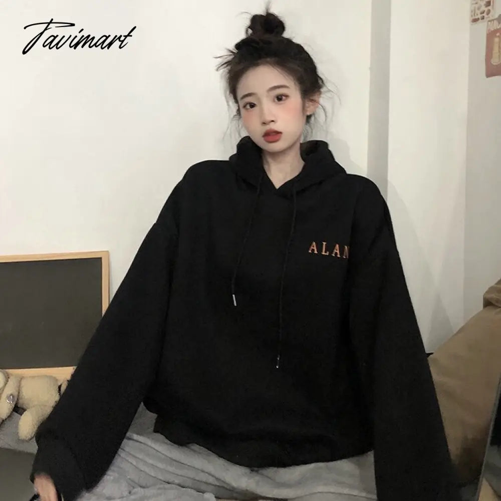 Tavimart Winter Sweet Warm Hoodie Women Cartoon Print Casual Kawaii Pullover Hoody Female Korean Oversized Thick Pullover Tops New