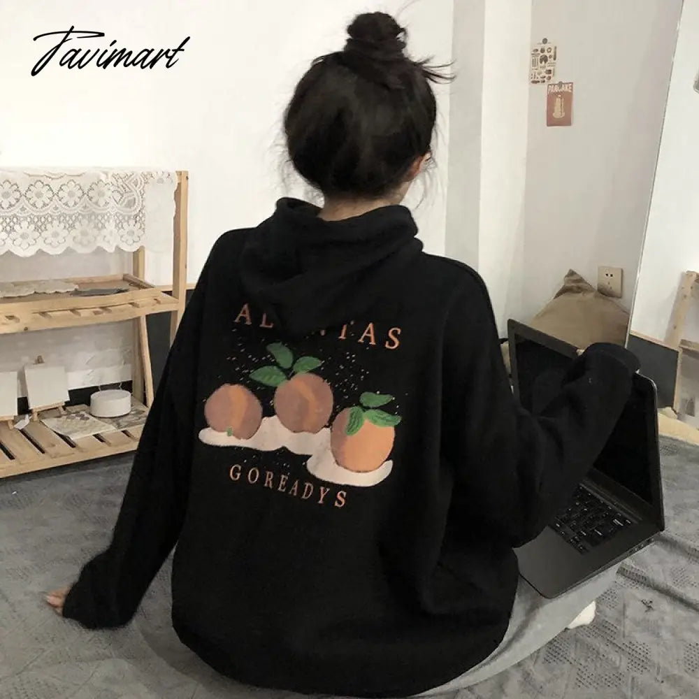 Tavimart Winter Sweet Warm Hoodie Women Cartoon Print Casual Kawaii Pullover Hoody Female Korean Oversized Thick Pullover Tops New