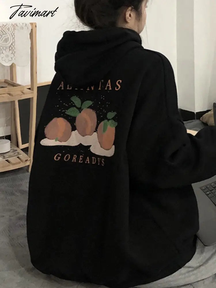 Tavimart Winter Sweet Warm Hoodie Women Cartoon Print Casual Kawaii Pullover Hoody Female Korean Oversized Thick Pullover Tops New