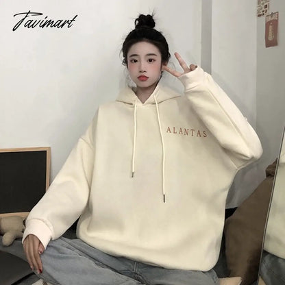 Tavimart Winter Sweet Warm Hoodie Women Cartoon Print Casual Kawaii Pullover Hoody Female Korean Oversized Thick Pullover Tops New