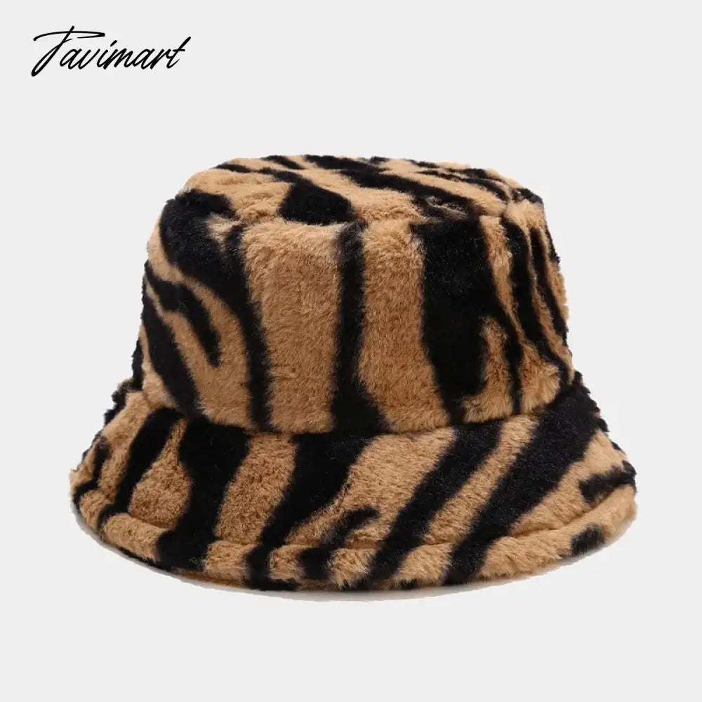 Tavimart Winter Women Fisherman Hat Plush Warm Striped Basin Hats Korean Versatile Fashion Female Hats Thicken Outdoor Cold Proof Hats