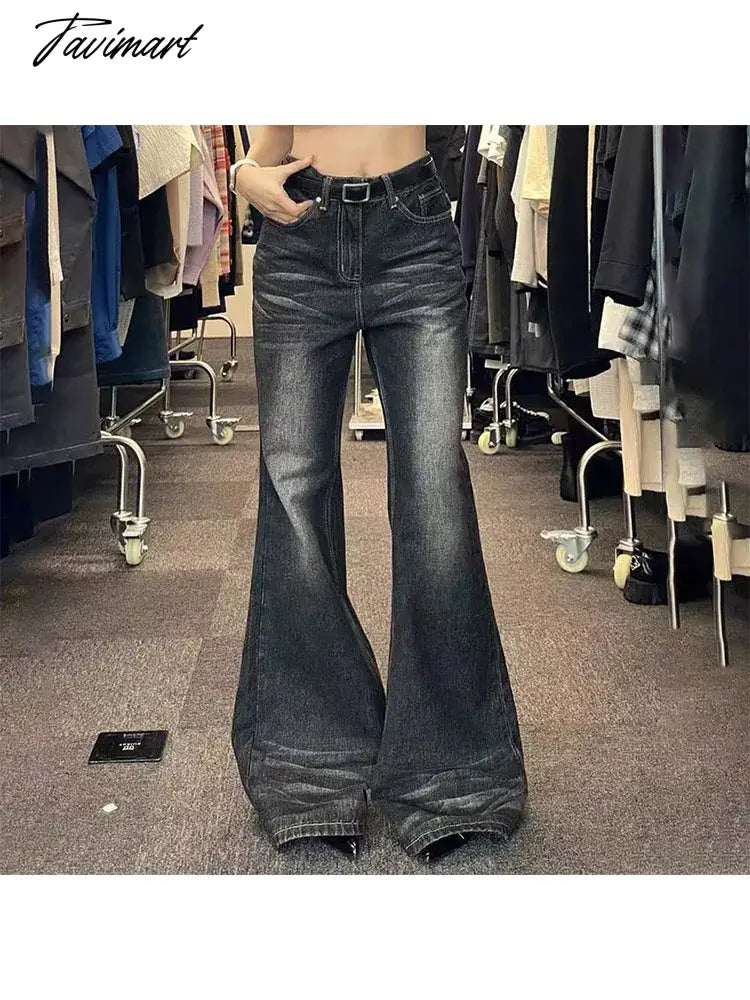 vzyzv -  Woman Low Waist Jeans Wide Leg Denim Zipper Pants Classical Trousers Korean Cargo All-match Pants Design Bell Gyaru Bottoms