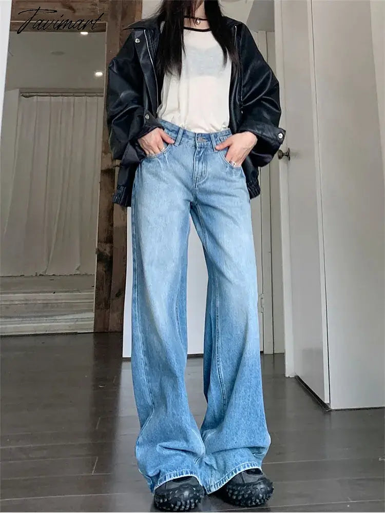 vzyzv -  Woman Streetwear Jeans Preppy Style Denim Korean Pants Trousers Pockets Sweatpants Zipper Cargo Pants Wide Leg Bell Bottoms