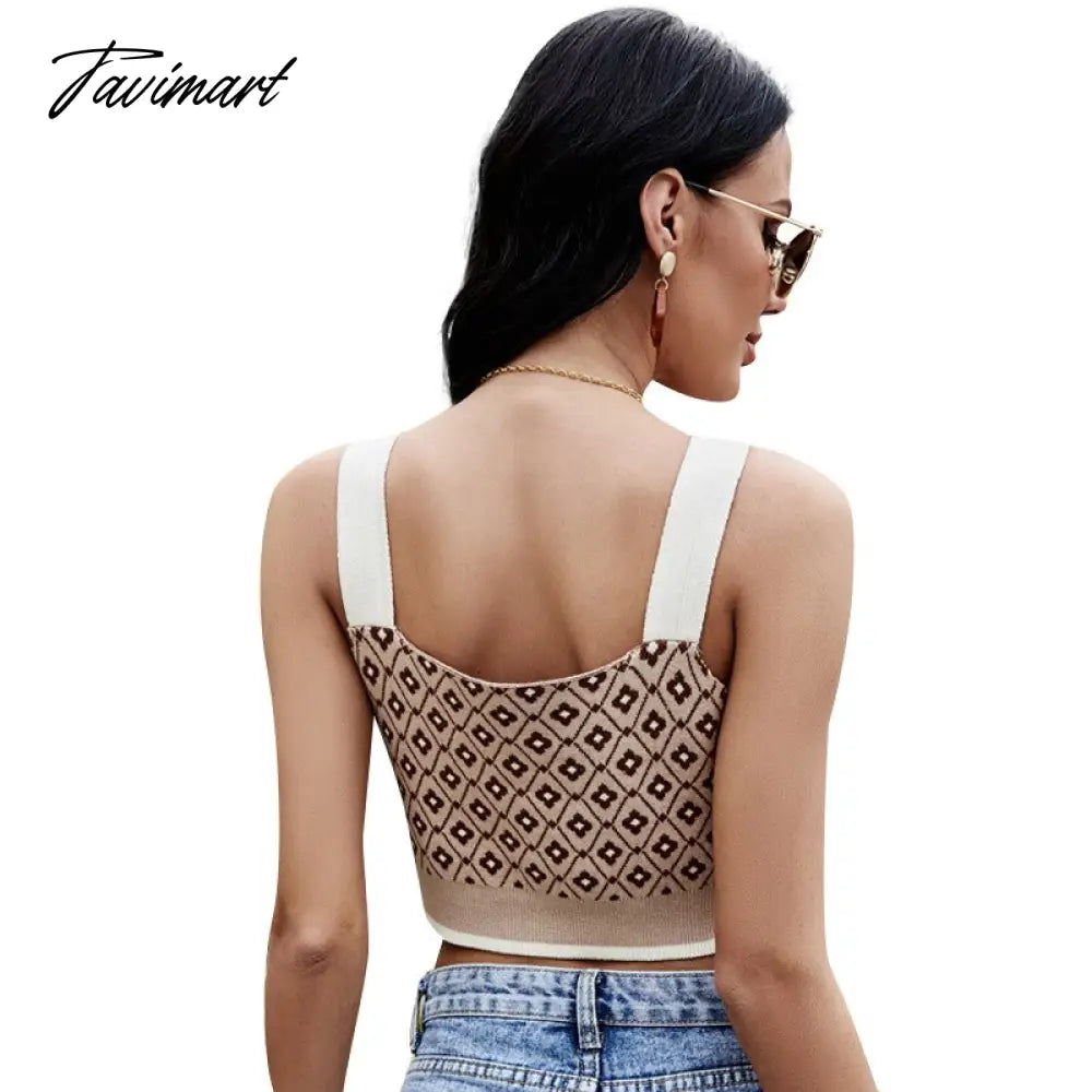 vzyzvWomen Corset Tanks Top Spring New Knitted V-neck Sleeveless Short Vest Female Floral Camis Tops Streetwear