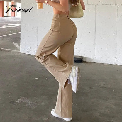 Tavimart Women Retro Trousers Casual Jeans High Rise Cargo Pants Straight 90s Korean Fashion Streetwear