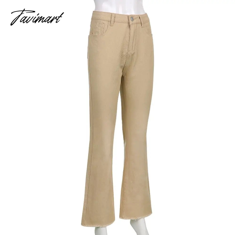 Tavimart Women Retro Trousers Casual Jeans High Rise Cargo Pants Straight 90s Korean Fashion Streetwear