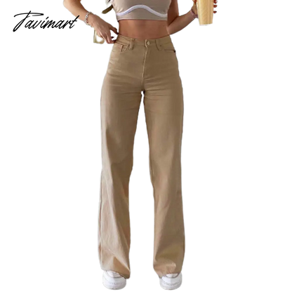 Tavimart Women Retro Trousers Casual Jeans High Rise Cargo Pants Straight 90s Korean Fashion Streetwear