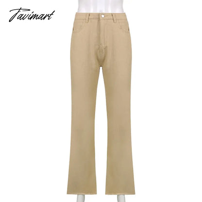 Tavimart Women Retro Trousers Casual Jeans High Rise Cargo Pants Straight 90s Korean Fashion Streetwear