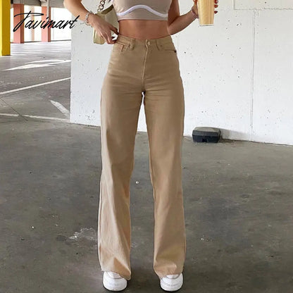 Tavimart Women Retro Trousers Casual Jeans High Rise Cargo Pants Straight 90s Korean Fashion Streetwear