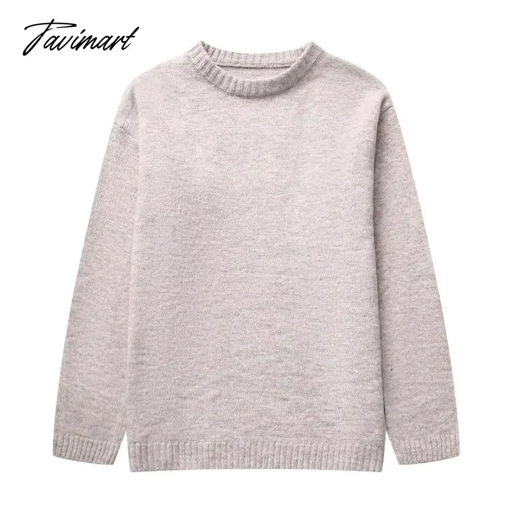 vzyzv Women's Solid O-neck Pullover Sweaters Autumn Winter Long Sleeve Knitted Jumpers Versatile Fashion Female Warm Fit Knitwear