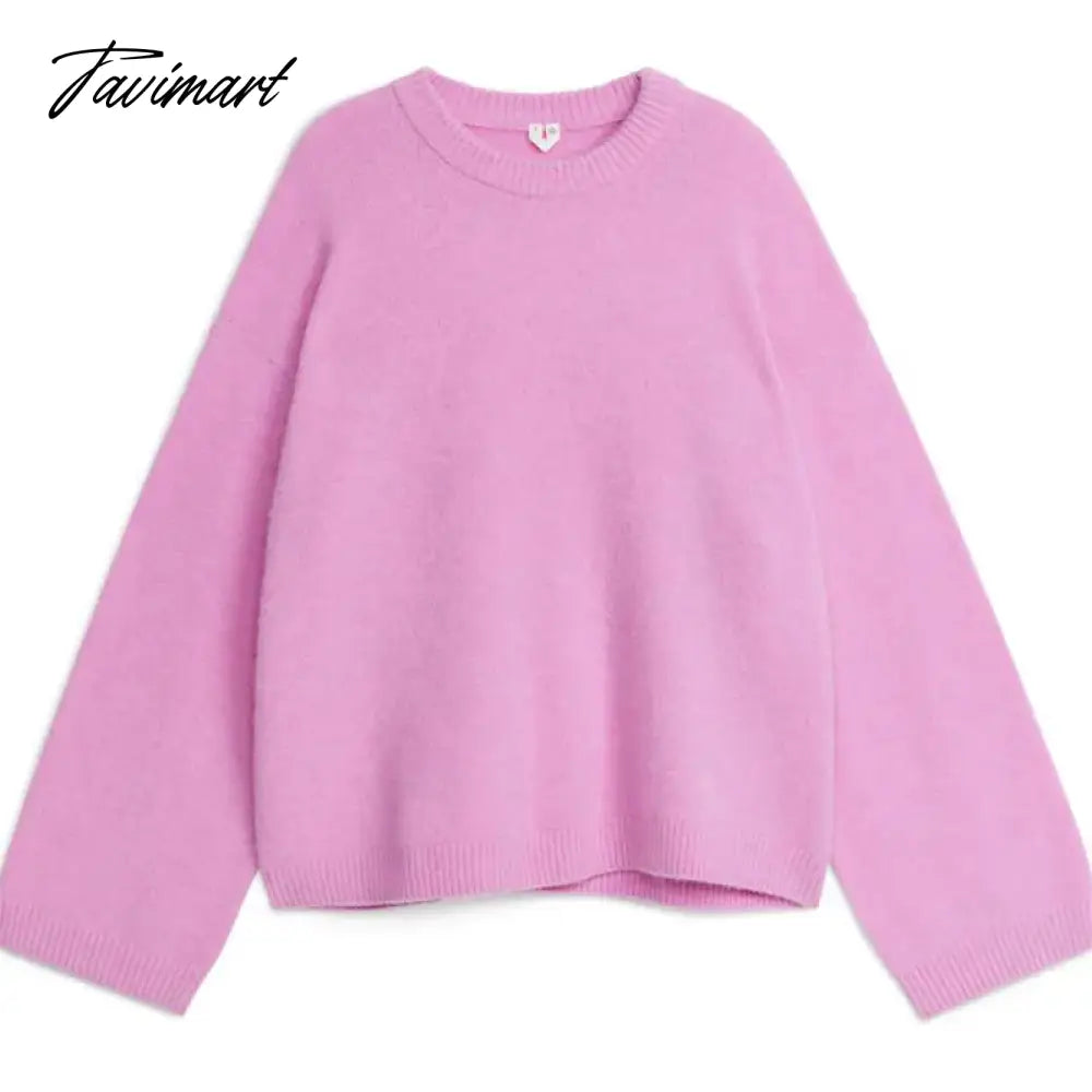 vzyzv Women's Solid O-neck Pullover Sweaters Autumn Winter Long Sleeve Knitted Jumpers Versatile Fashion Female Warm Fit Knitwear