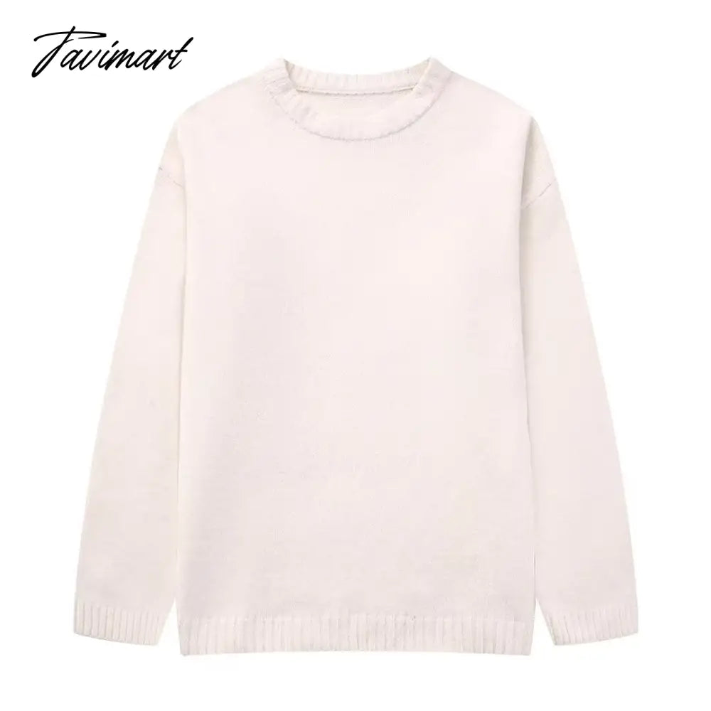 vzyzv Women's Solid O-neck Pullover Sweaters Autumn Winter Long Sleeve Knitted Jumpers Versatile Fashion Female Warm Fit Knitwear