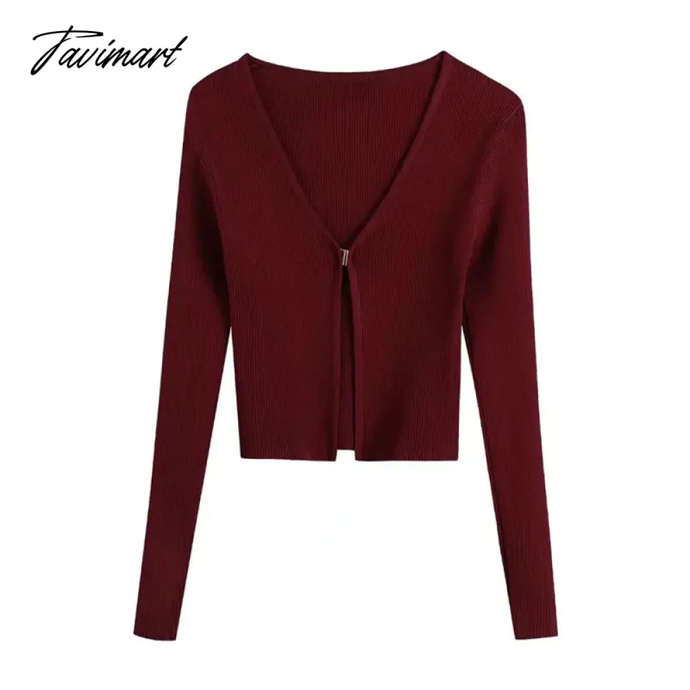 vzyzvWomens Spring V-Neck Long Sleeve Slim Knitted Cardigans Outwear Chic Lady Fashion Covered Button Solid Short Sweaters