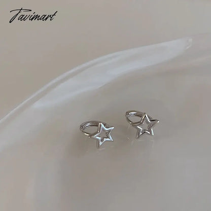 Tavimart Y2K Silver Color Star Hollow Stud Earrings Cool Sweet Ear Buckle Kpop Korean Fashion Earring Jewelry Gift brincos